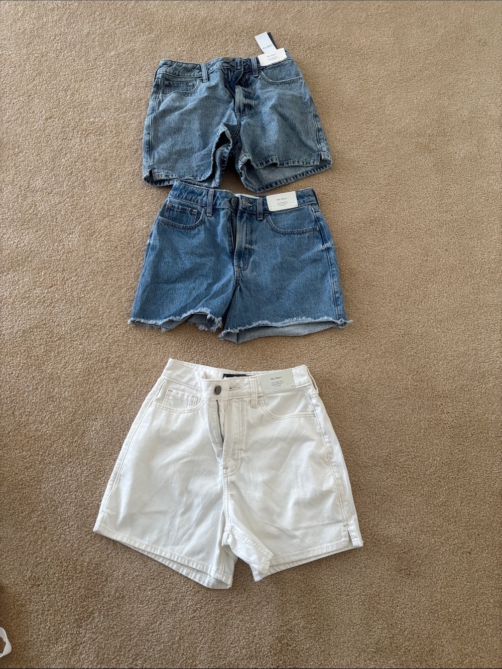 Hollister White High-Rise Denim Shorts
